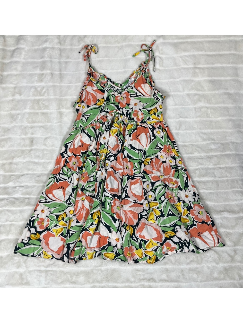 Patrons Of Peace XS Women's Tropical Spring Summer Babydoll Green Black Dress